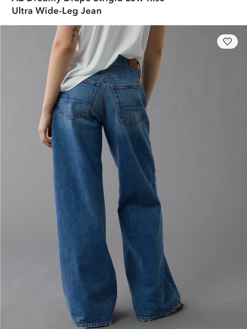 American Eagle Outfitters Blue Wide-Leg Low-Rise Jeans - Picture 2 of 2